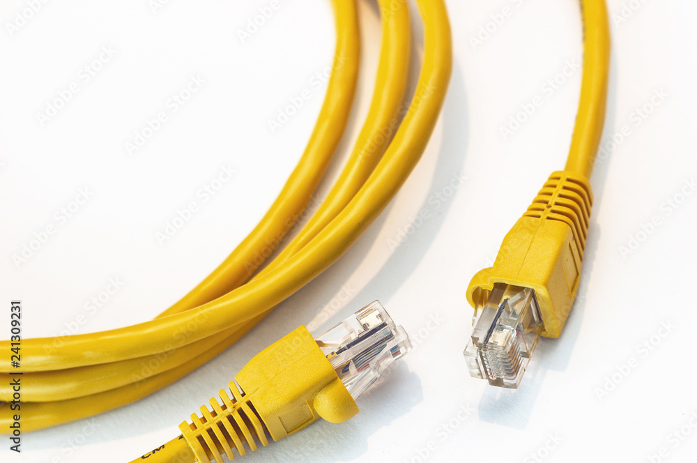 Yellow network connector isolated on white background. Yellow network connector isolated on white background.