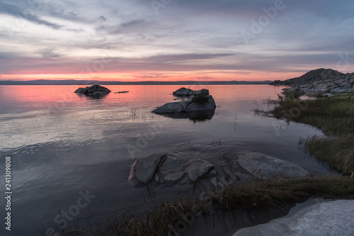 Bukhtarma Lake sunset, Kazakhstan photo