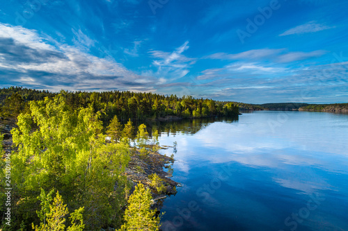 Fototapeta Naklejka Na Ścianę i Meble -  Islands from a height. Lake with islands. Karelia. Russia. Wildlife of Russia. Ladoga lake. Republic of Karelia.