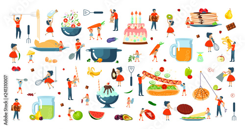 Set of oversize dish and tiny people 