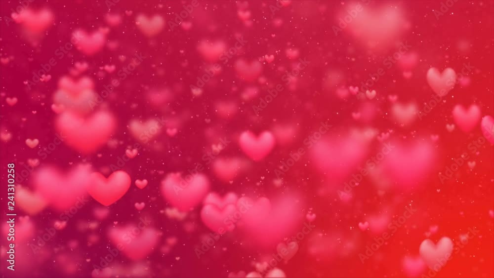 Valentines background, flying abstract hearts shape and particles Valentines background, flying abstract hearts shape and particles
