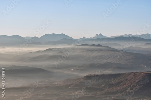 Pedraforca mountain and fog