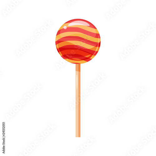 Lollipop, candy on a stick, sweet, color, round, vector, illustration, isolated, cartoon style
