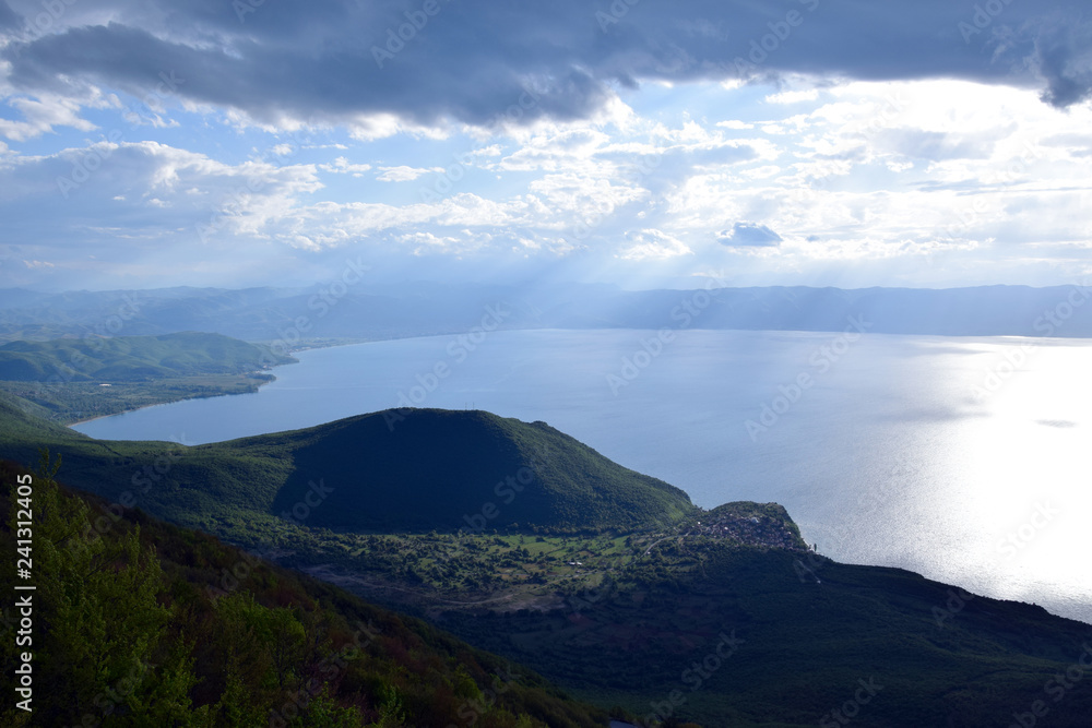 Ohrid Lake, top view. Pogradec, Albania - Macedonia border.