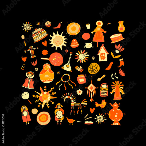 Maslenitsa or Shrovetide. Icons set for your design