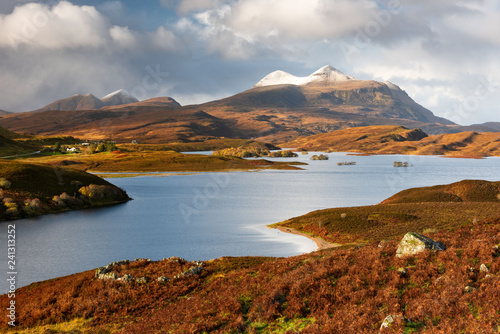 Cam loch with Cul Mor and Elphin in the background photo