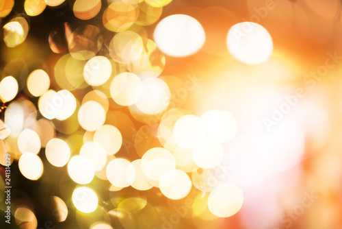 abstract festive bokeh background light and colorful christmas decoration