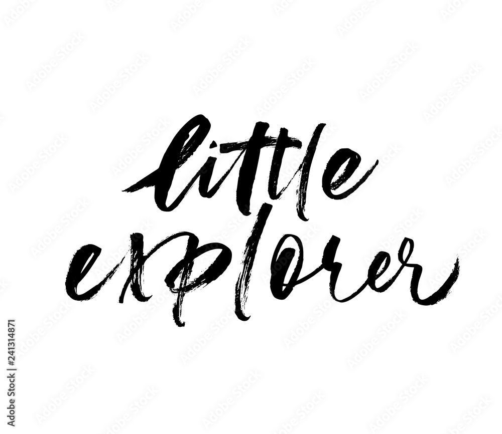 Little explorer phrase handwritten with a calligraphic brush. Little explorer phrase handwritten with a calligraphic brush.