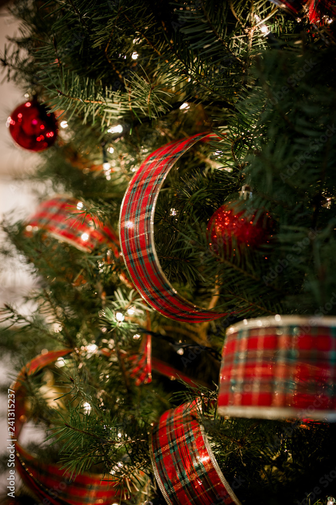 Christmas tree close-up decor