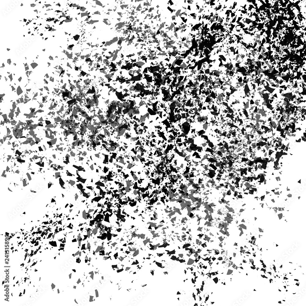 Isolated artistic ink paint splatter textures and decorative elements on white paper background. Chaotic isentegration effect. Isolated artistic ink paint splatter textures and decorative elements on white paper background. Chaotic isentegration effect.