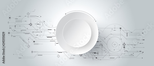 3d design paper with line circle with circuit board. Illustration Abstract modern futuristic, engineering, science, technology background. Hi tech digital connection, communication.
