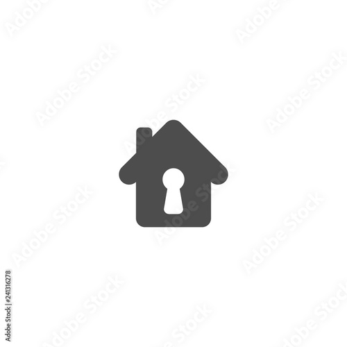 Home symbol with keyhole lock icon. House safety with lock simple vector icon.