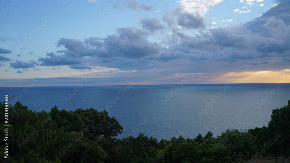 the black sea coast green sky blue sunset
