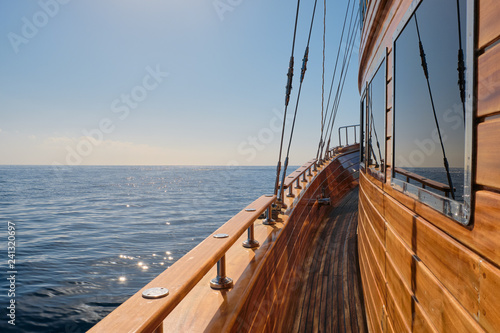 Wooden sailboat in the Red sea on a sunny day.