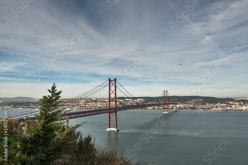The famous 25th April Bridge in Lisbon, Portugal