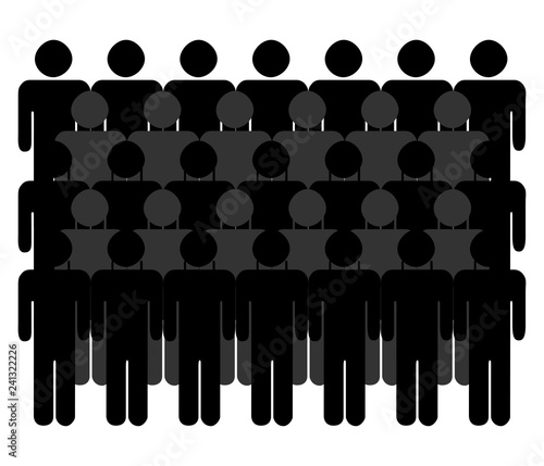 Multitud de gente sobre fondo blanco.