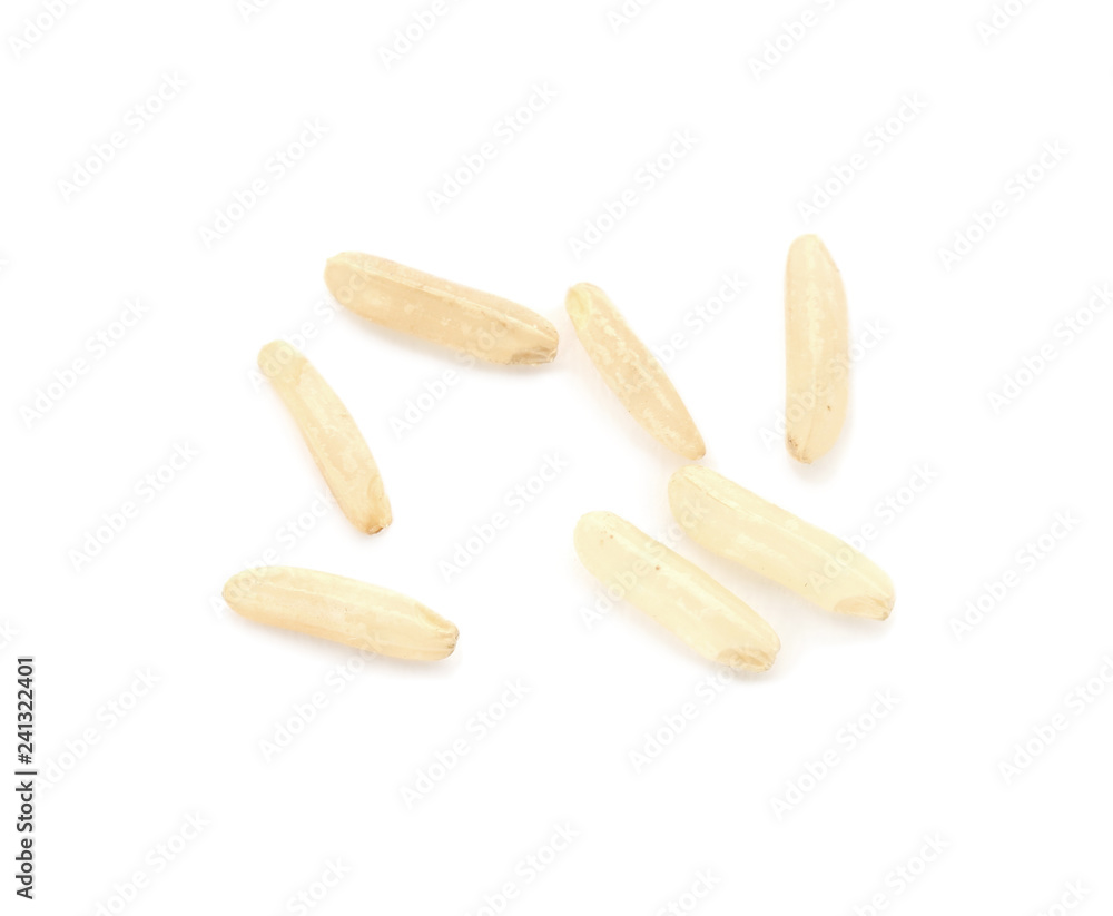 Raw unpolished rice on white background. Healthy diet Raw unpolished rice on white background. Healthy diet