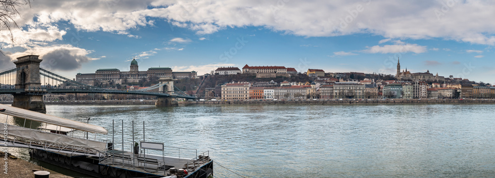 Panoramic view of Budapest, side Buda city, Hungary during sunny day