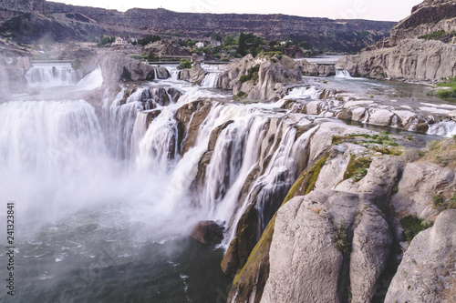 Shoshone Falls in Twin Falls Idaho at sunset in the summer