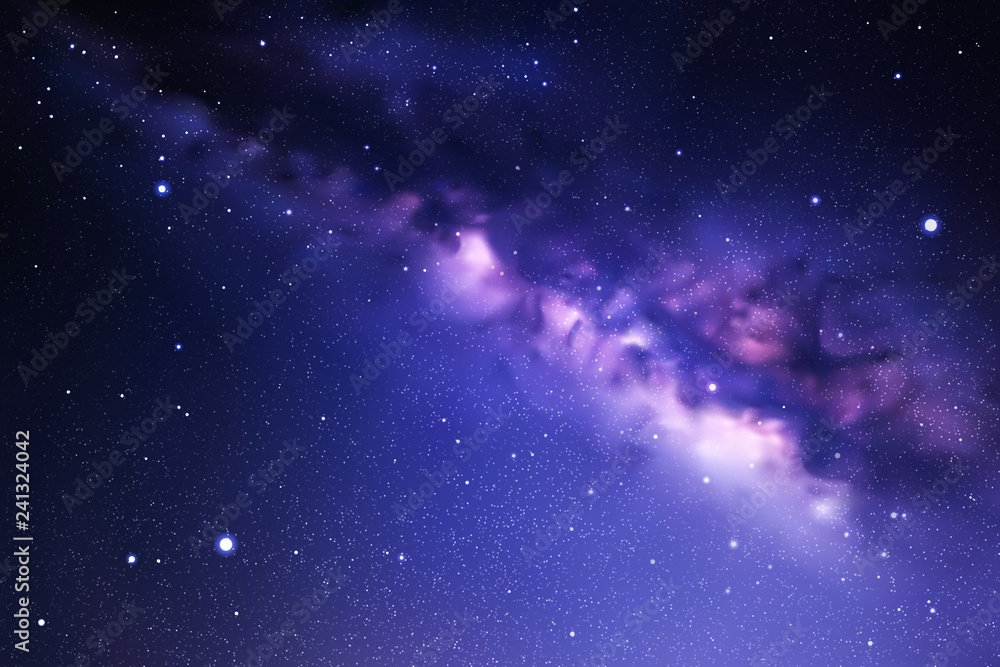 Naklejka premium Ilustracja wektorowa z gwiaździste niebo noc i Droga Mleczna. Przestrzeń ciemne tło z fragmentem naszej galaktyki