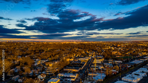 view of the city at sunset