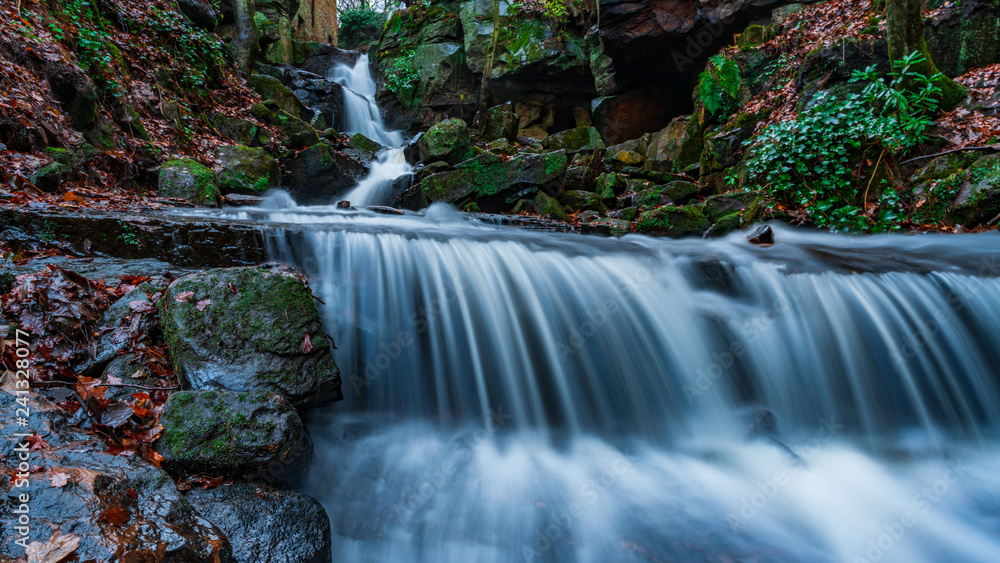 waterfall in forest winter matlock