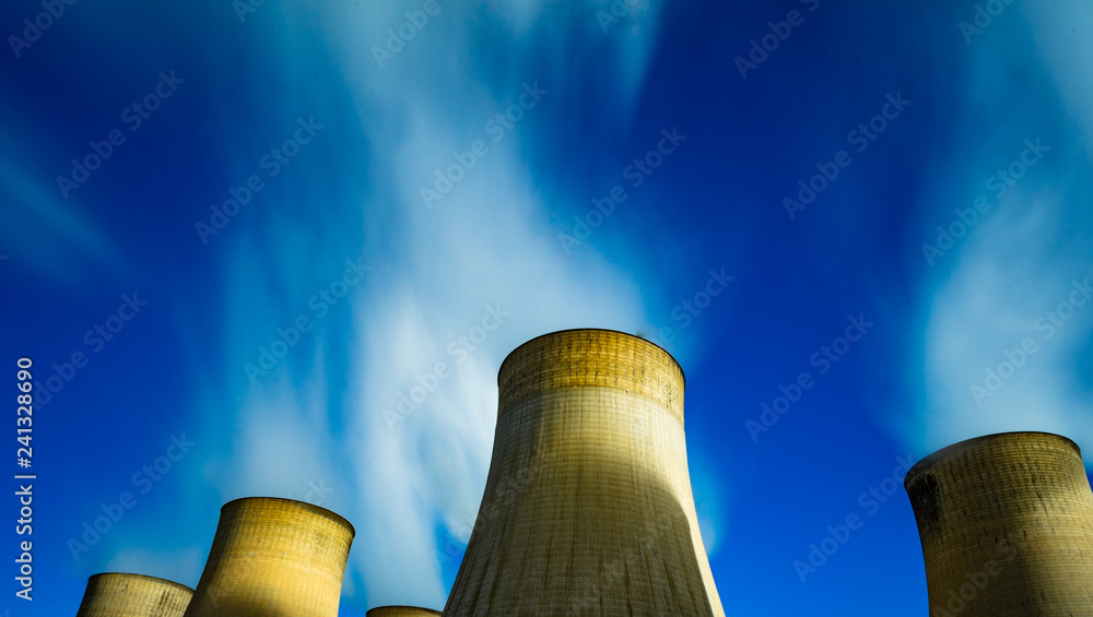 industrial chimney with smoke power station