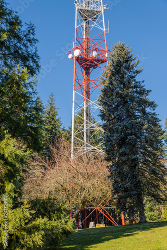 Communication tower in a park Portland OR.