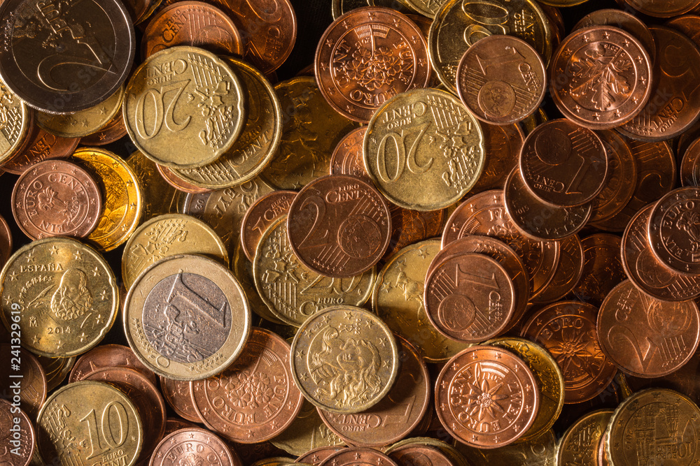 euro and cent coin collection - money growth