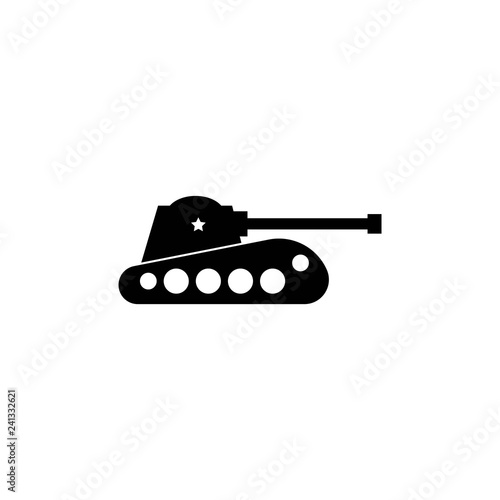 Military tank icon in black style isolated on white background. Military and army symbol vector
