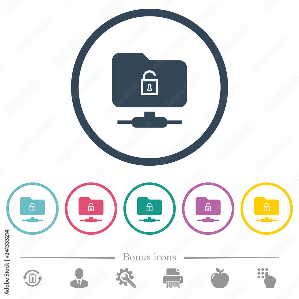 FTP unlock flat color icons in round outlines FTP unlock flat color icons in round outlines