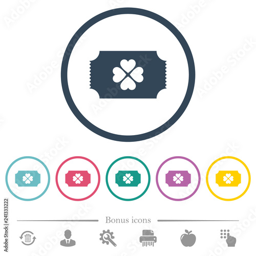 Lottery ticket flat color icons in round outlines