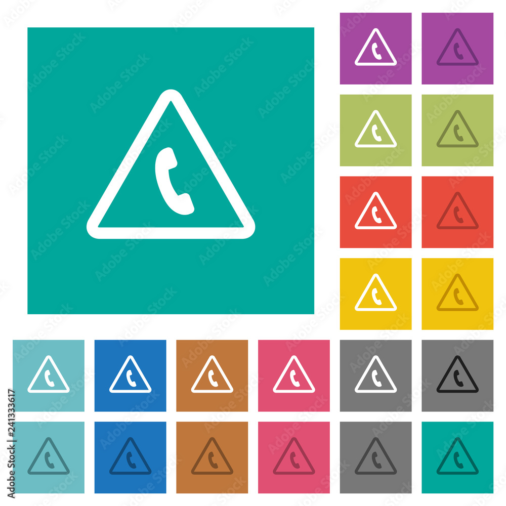 Emergency call square flat multi colored icons Emergency call square flat multi colored icons