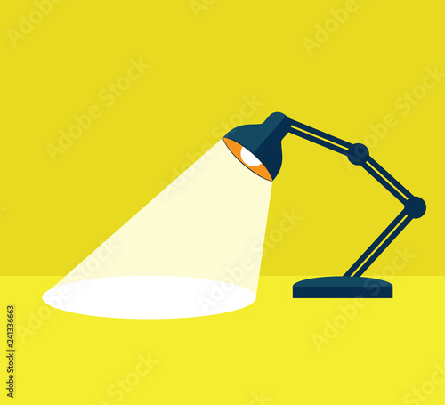 desk lamp illuminates its light to the wall vector illustration design