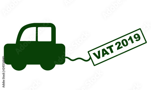 Car on white background, tax changes in vat, car service icon