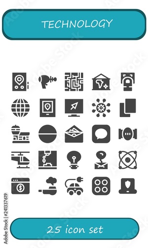 Vector icons pack of 25 filled technology icons