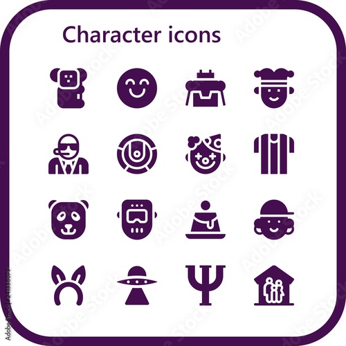 Vector icons pack of 16 filled character icons