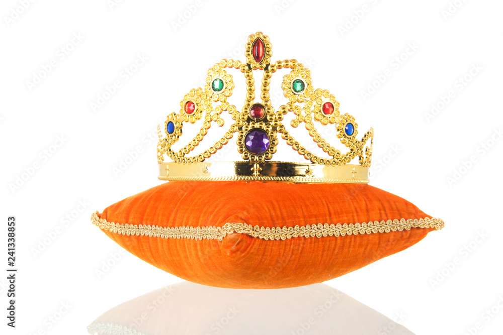 Royal velvet pillow with crown StockFoto Adobe Stock