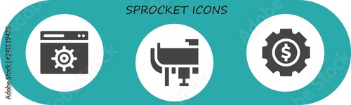 Vector icons pack of 3 filled sprocket icons