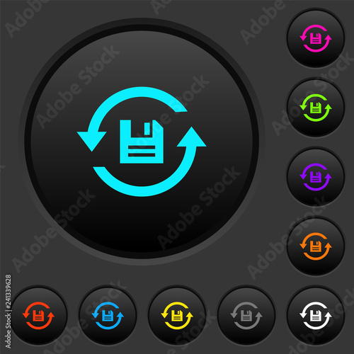 Daily backup dark push buttons with color icons