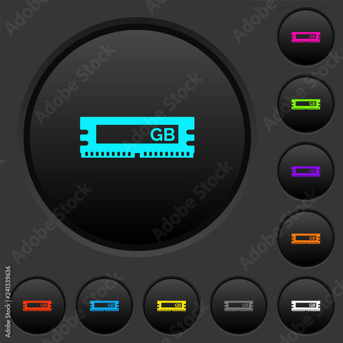 RAM memory module dark push buttons with color icons