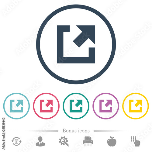 External link flat color icons in round outlines