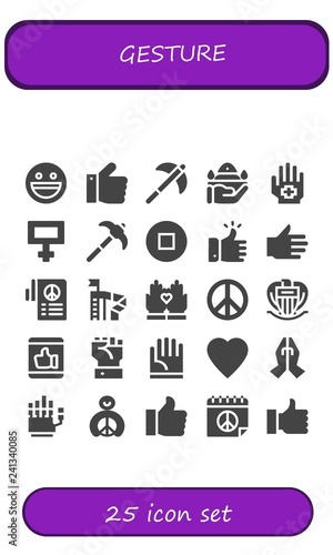 Vector icons pack of 25 filled gesture icons