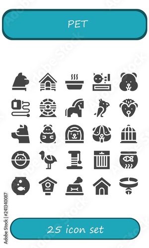 Vector icons pack of 25 filled pet icons