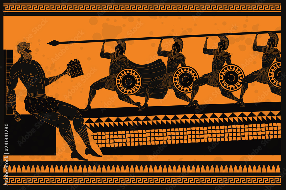 Naklejka Odyssey Polyphemus titan attacked by Odysseus greek myth