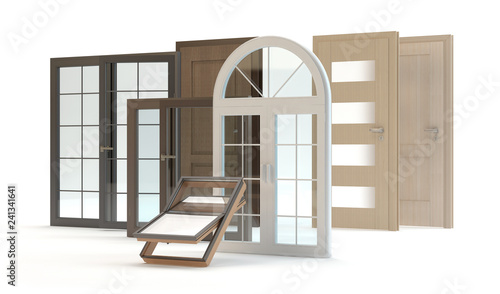 Windows and doors, 3d illustration photo