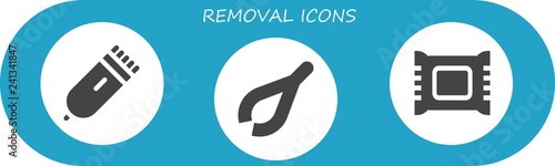 Vector icons pack of 3 filled removal icons