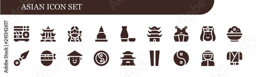 Vector icons pack of 18 filled asian icons