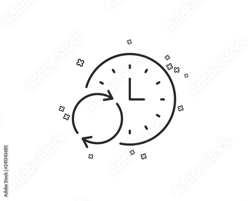 Time line icon. Update clock or Deadline symbol. Time management sign. Geometric shapes. Random cross elements. Linear Update Time icon design. Vector