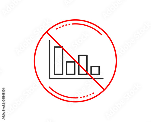 No or stop sign. Histogram Column chart line icon. Financial graph sign. Stock exchange symbol. Business investment. Caution prohibited ban stop symbol. No  icon design.  Vector